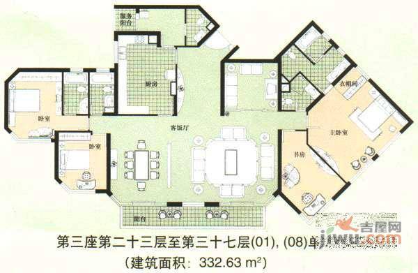 嘉里华庭二期5室2厅3卫334㎡户型图