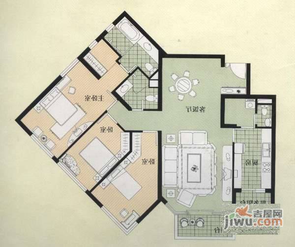 嘉里华庭二期3室2厅2卫175㎡户型图