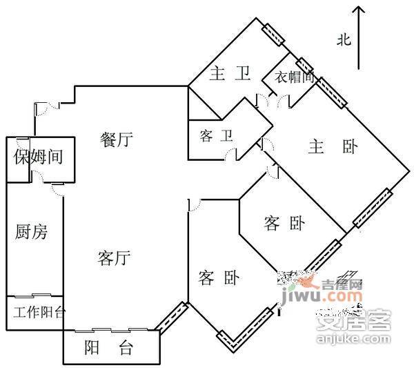 嘉里华庭二期3室2厅2卫175㎡户型图