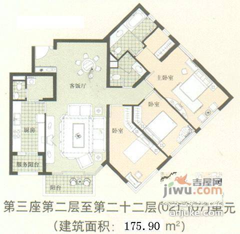 嘉里华庭二期3室2厅2卫175㎡户型图