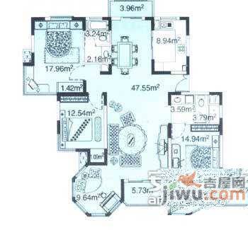 中鼎豪园3室2厅1卫139㎡户型图