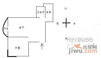 静安晶华园1室2厅1卫68㎡户型图