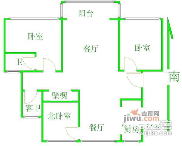 岭南苑3室2厅2卫176㎡户型图