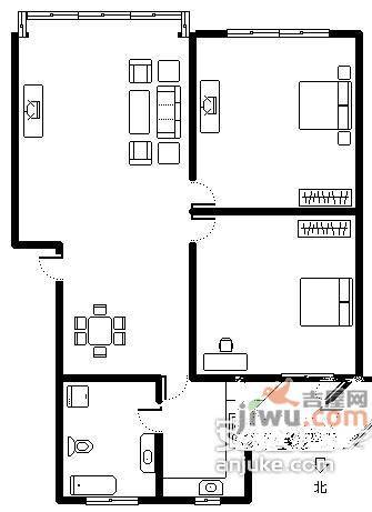 岭南苑2室2厅1卫96㎡户型图