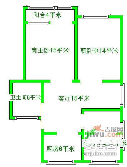 罗秀三村3室1厅1卫77㎡户型图