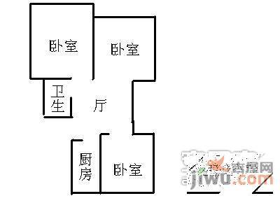 罗秀三村3室1厅1卫77㎡户型图