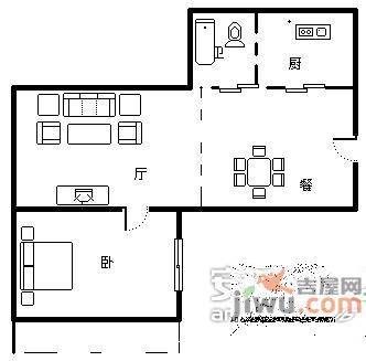 国亭花苑南区1室2厅1卫72㎡户型图