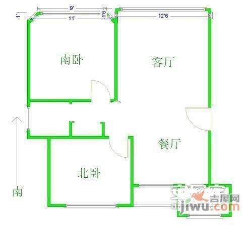 通河一村3室1厅1卫97㎡户型图