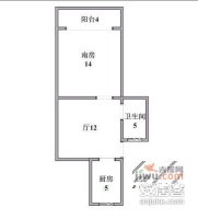 颛溪五村1室1厅1卫52㎡户型图