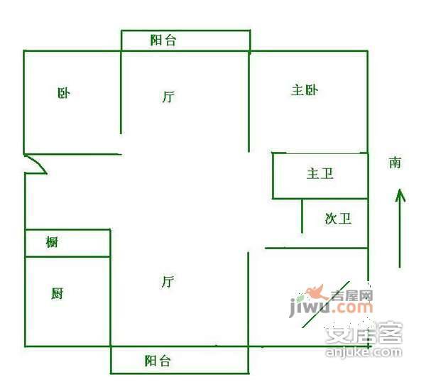 真情公寓一期3室2厅2卫147㎡户型图