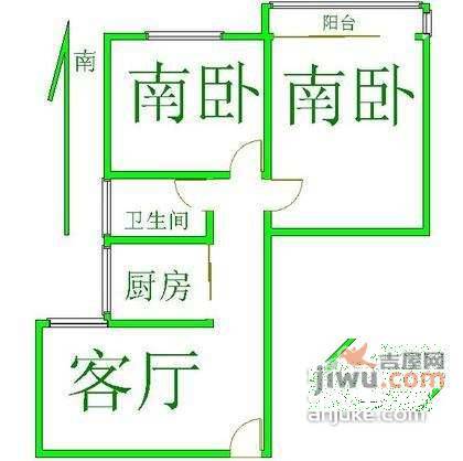 真情公寓一期2室1厅1卫86㎡户型图