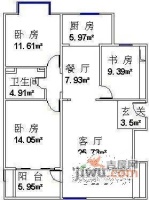 真情公寓一期3室1厅1卫120㎡户型图