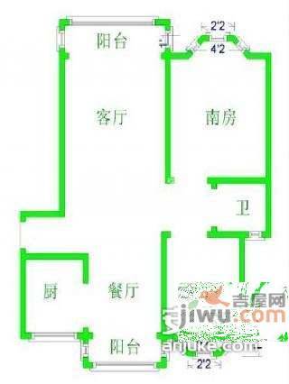 真情公寓一期2室2厅1卫115㎡户型图