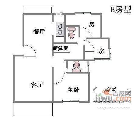 真情公寓一期3室2厅1卫150㎡户型图