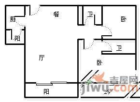 御翠豪庭2室2厅2卫121㎡户型图