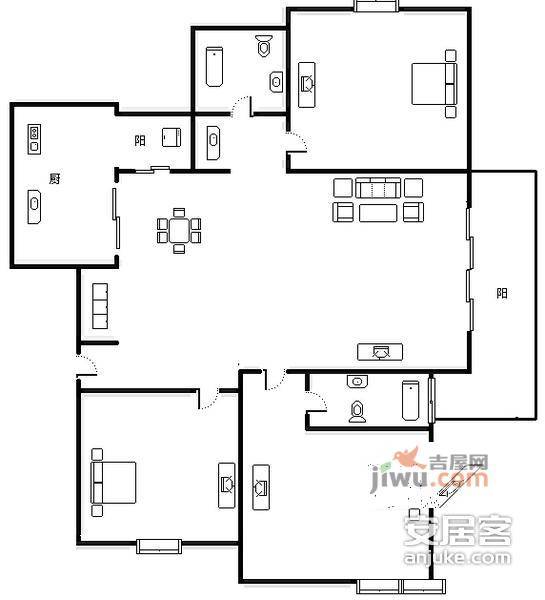 梧桐城邦3室2厅2卫282㎡户型图