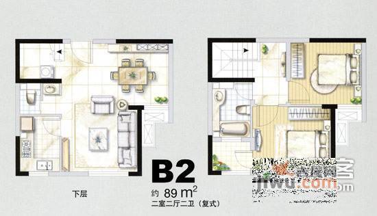 梧桐城邦2室2厅2卫132㎡户型图