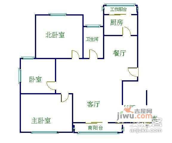 银都新村3室2厅1卫102㎡户型图