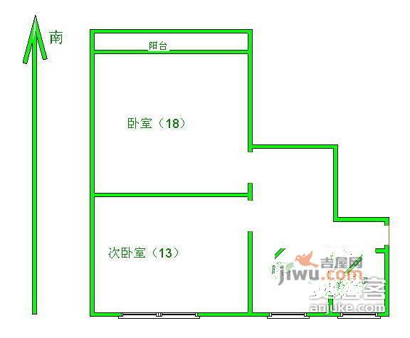 潍坊二村2室1厅1卫85㎡户型图