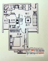 万邦都市花园1室2厅1卫57㎡户型图