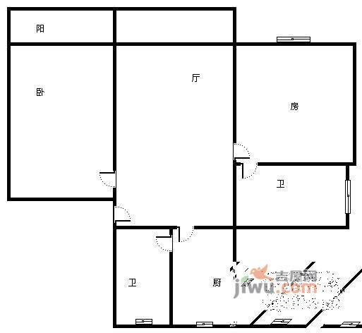 嘉利明珠城2室1厅1卫85㎡户型图