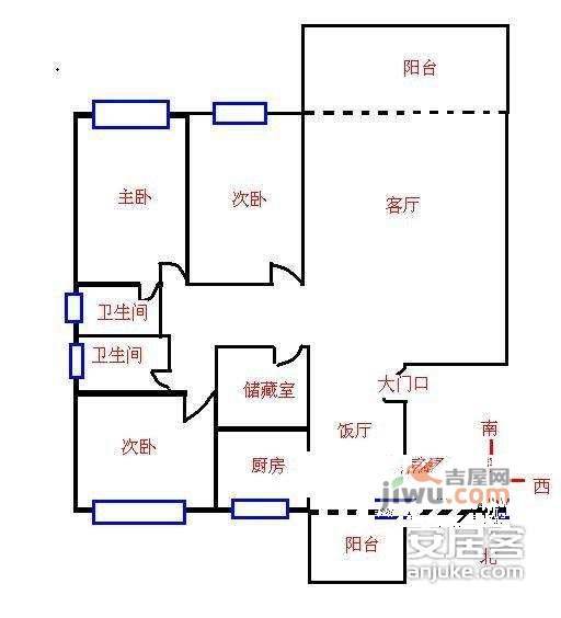 嘉利明珠城3室1厅1卫户型图