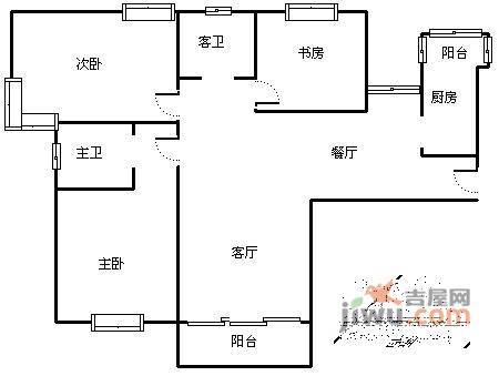 逸流公寓一期3室2厅2卫142㎡户型图