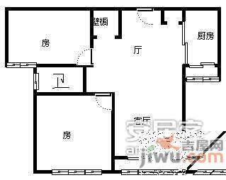 逸流公寓一期2室2厅1卫120㎡户型图