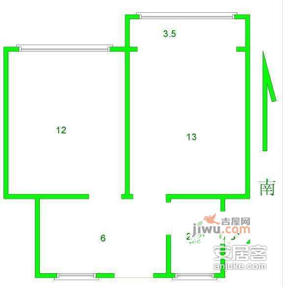 曹杨三村2室0厅1卫50㎡户型图