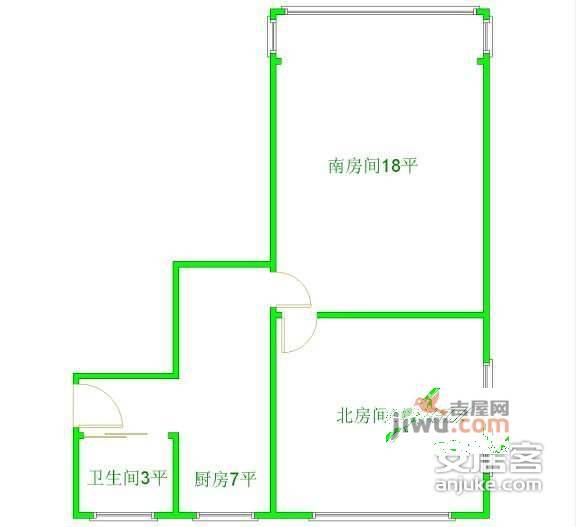 曹杨三村2室0厅1卫50㎡户型图