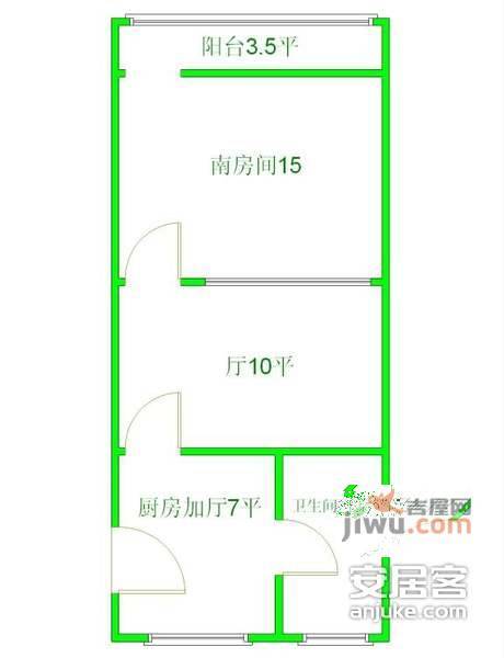 曹杨三村1室1厅1卫50㎡户型图