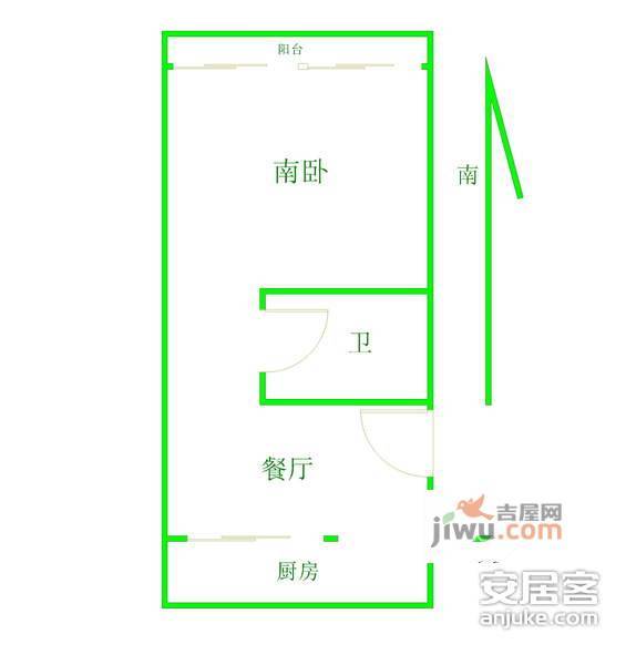 真光新村第二小区1室0厅1卫38㎡户型图