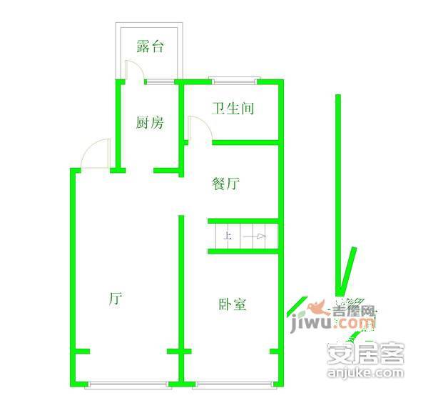 金玉苑1室2厅1卫56㎡户型图