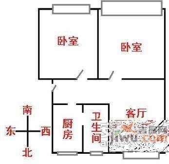 广海花园2室1厅1卫88㎡户型图