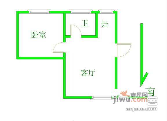 绿地世纪城三期1室1厅1卫62㎡户型图