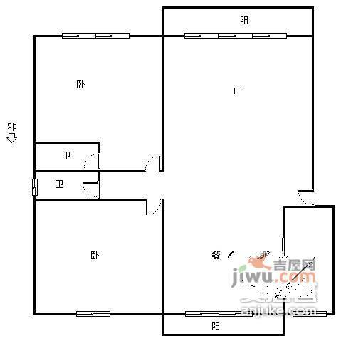 水岸豪庭2室2厅1卫135㎡户型图