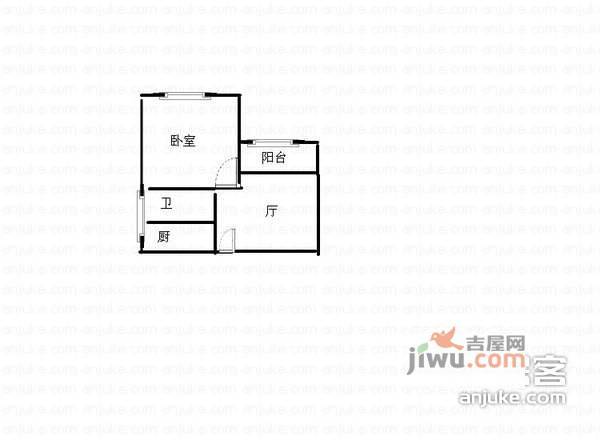 金鹤新城金霞苑1室2厅1卫53㎡户型图