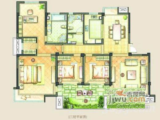 湾流域城二期4室3厅2卫180㎡户型图