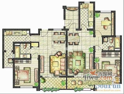 湾流域城二期4室3厅3卫500㎡户型图