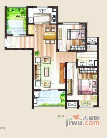 湾流域城二期2室2厅1卫100㎡户型图