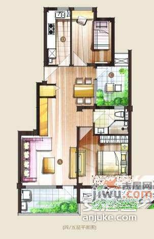 湾流域城二期2室2厅1卫100㎡户型图