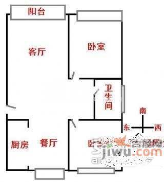 平吉一村2室2厅1卫80㎡户型图