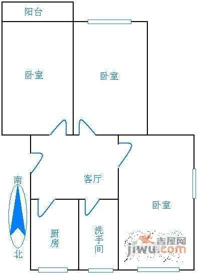 平吉一村3室1厅1卫84㎡户型图