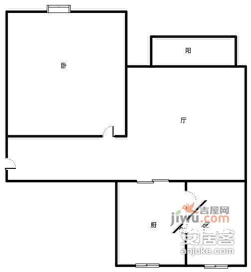 申江豪城1室2厅1卫59㎡户型图