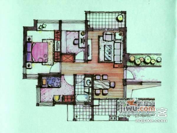 明园森林都市滴翠苑3室2厅1卫84㎡户型图