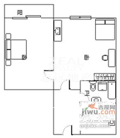 高荣小区2室1厅1卫82㎡户型图