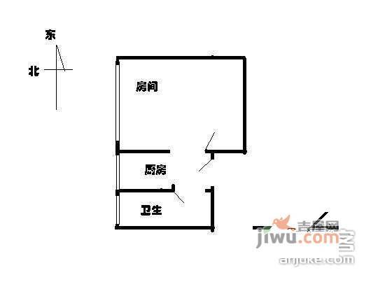 高荣小区1室0厅1卫46㎡户型图