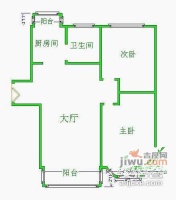 绿洲城市花园1室2厅1卫75㎡户型图