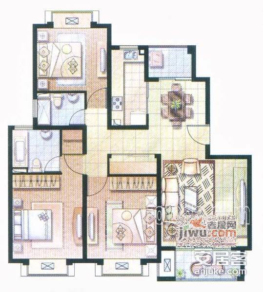 大华一村3室1厅1卫108㎡户型图