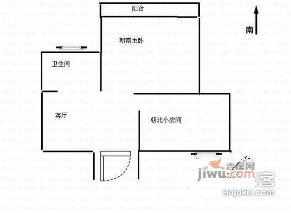 大华一村2室0厅1卫53㎡户型图